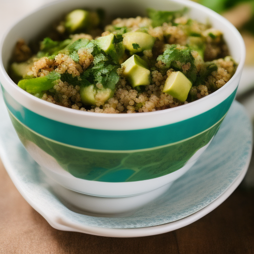 Ensalada de quinoa y aguacate con aderezo de cilantro