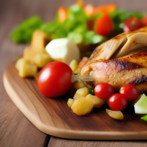 Ensalada de pollo y frutos secos con aderezo de miel y mostaza