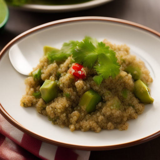 Ensalada de quinoa con aguacate y aderezo de cilantro