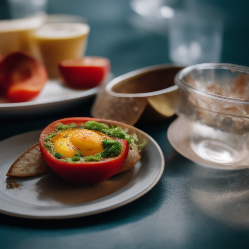 Huevos al horno con aguacate y salsa de tomate