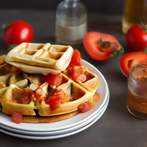 Waffles de queso y hierbas con salsa de tomate